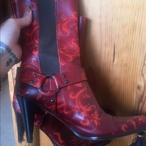 Vintage leather mid calf boots
